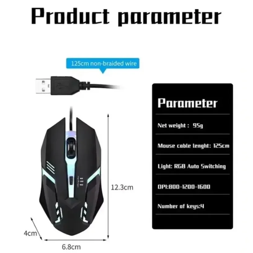 Laptop Mouse - Яркая проводная игровая мышь с 3